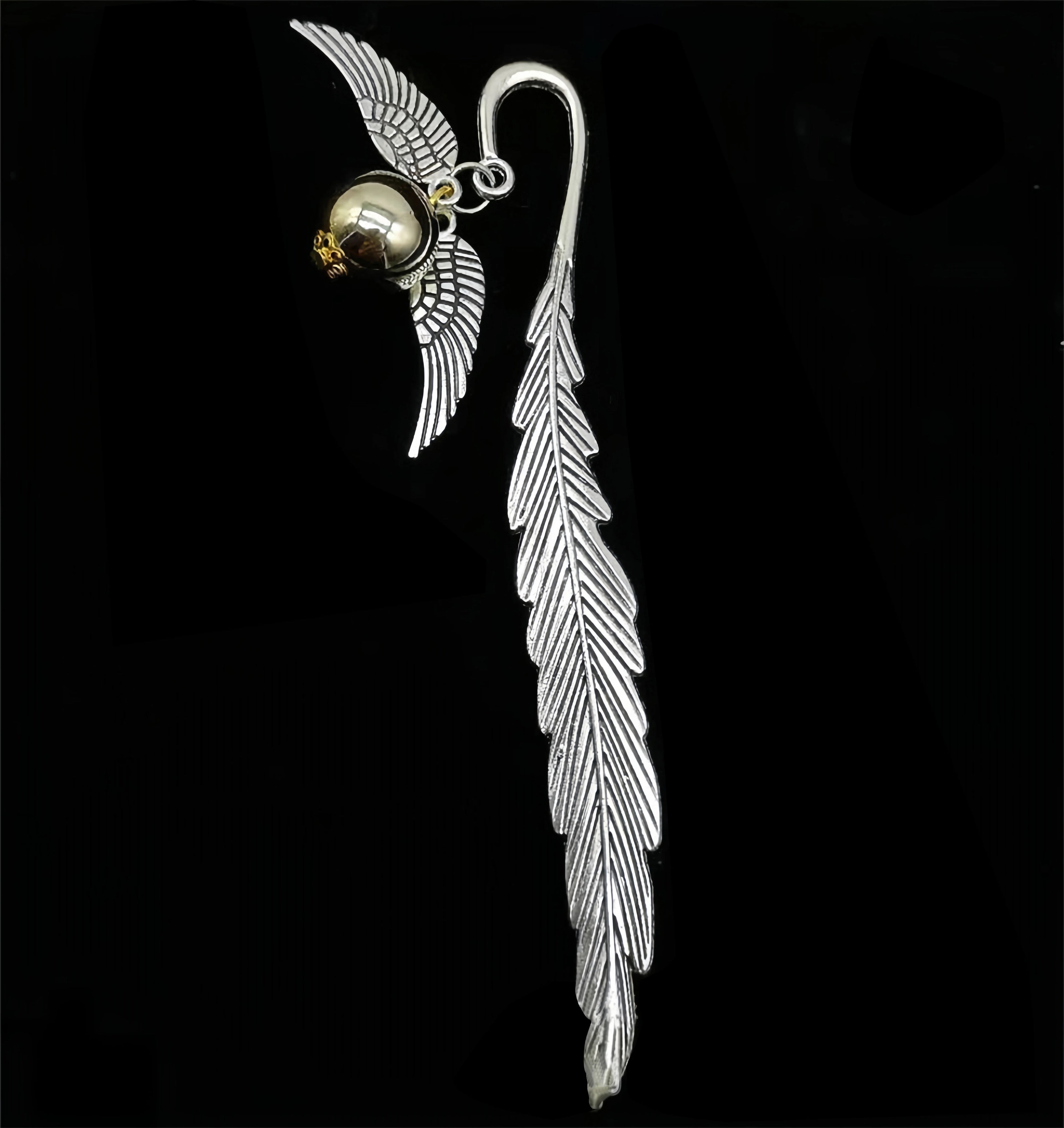 Magic Academy Metal Bookmark with Ornament Golden Snitch Hogwarts Reading Gift Christmas Stocking Book Lover Gift (Silver/Gold) Oasis Select Large-Silver