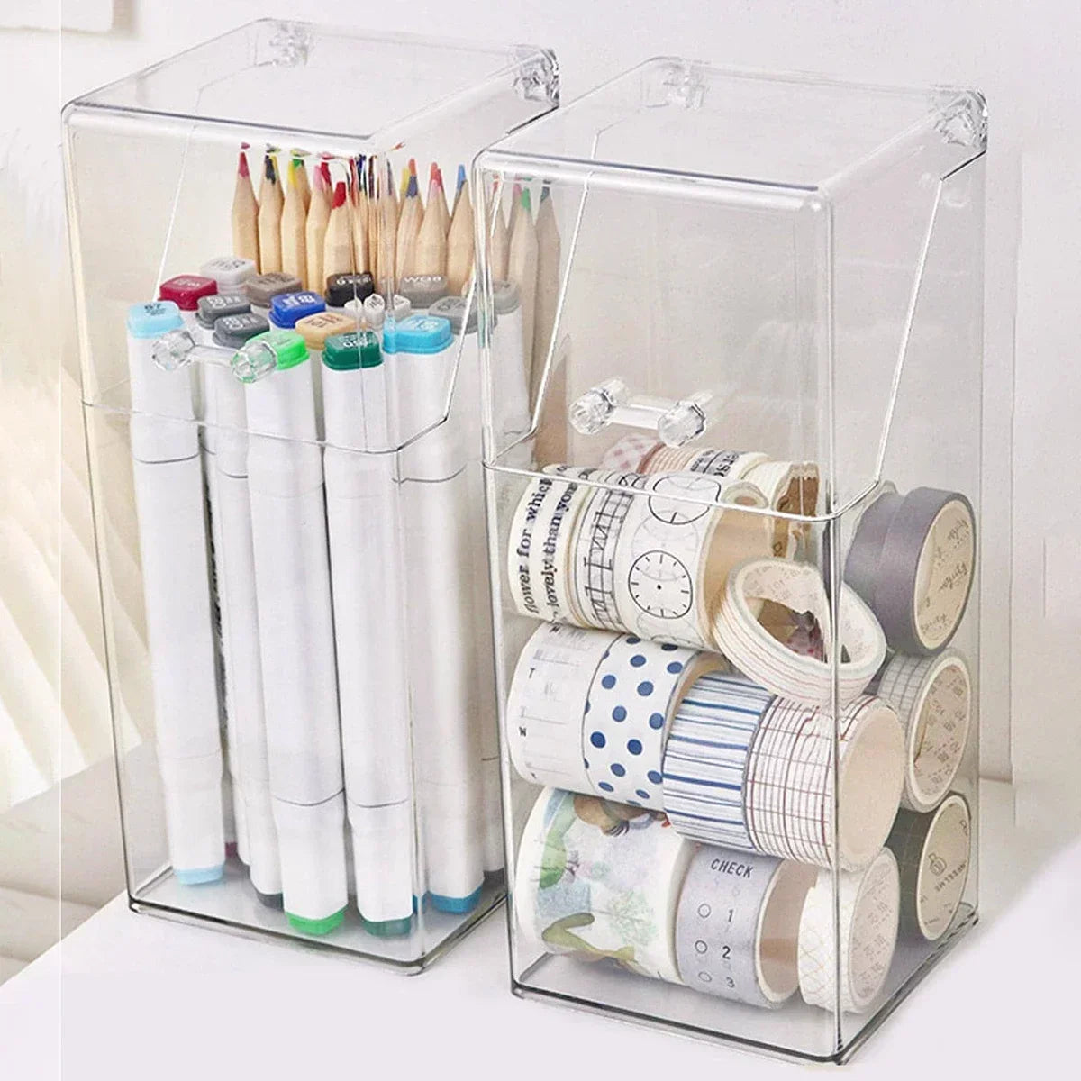 1/2Pcs Makeup Brush Storage Box Simple And Transparent Multifunctional Makeup Brush Storage Rack Simple Durable And Practical Oasis Select