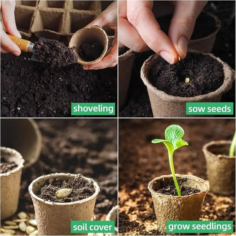 20-200PCS 3.15 Inch Peat Pots for Seedling Outdoor Garden Germination Nursery Pots Pulp Biodegradable Seed Starter Pots Kits Oasis Select