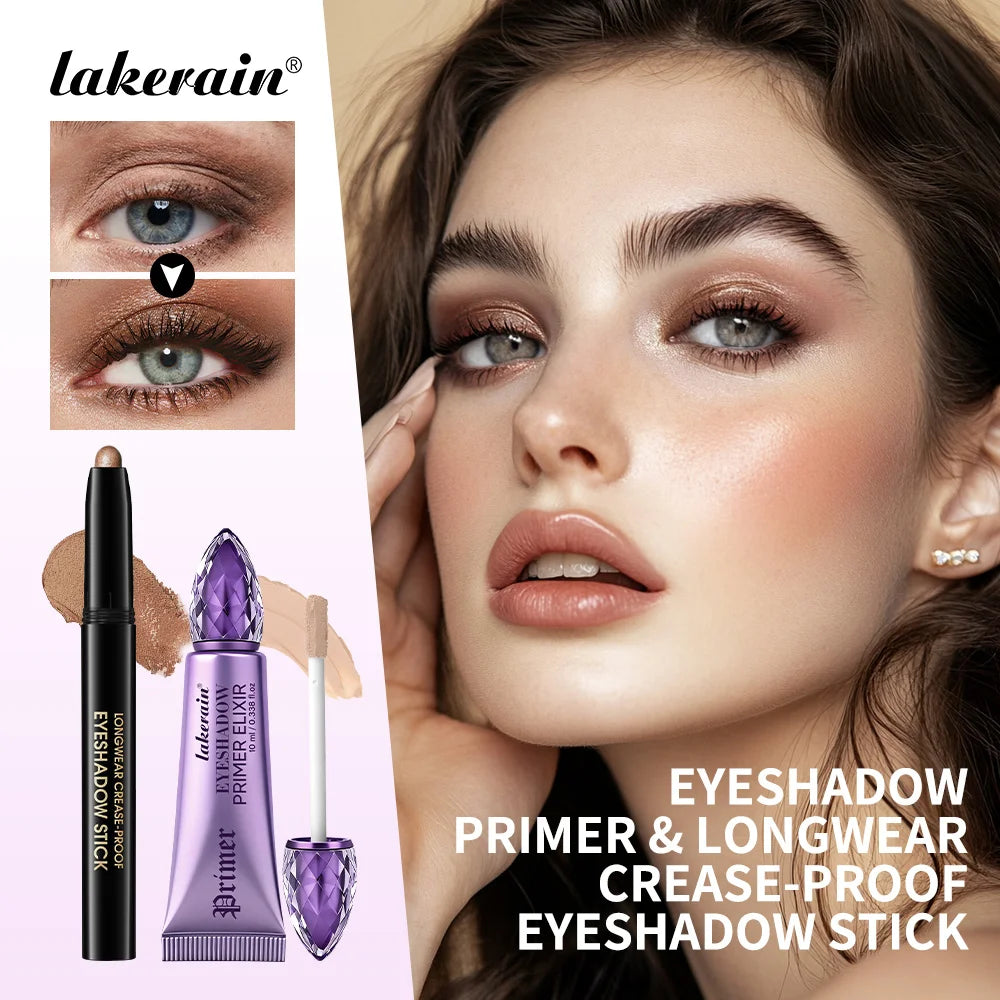Eyeshadow Stick & Primer Set Waterproof Long-lasting Pigmented Cream Eyeshadow And Primer Base Sleamless Vibrant Eyes Makeup Oasis Select