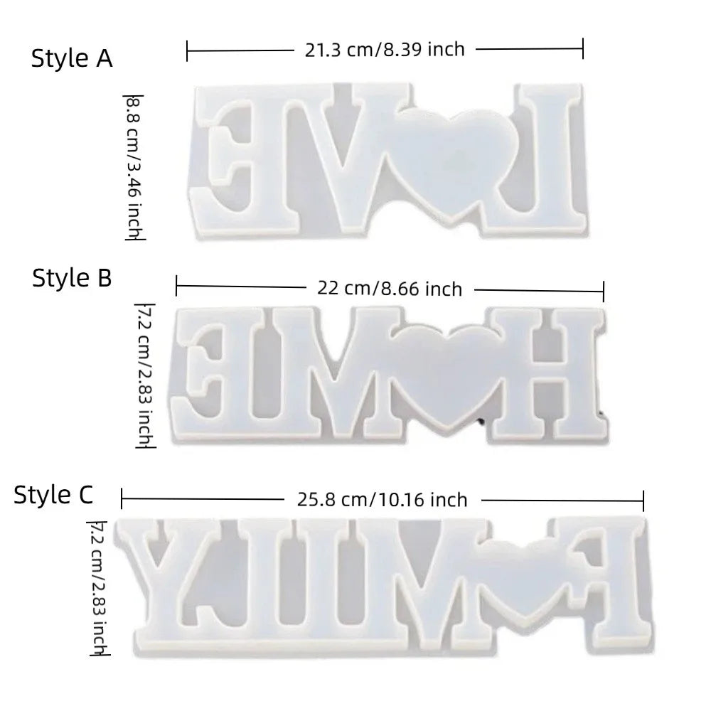 Heart Shape Silicone Love Mold Handmade English Letters DIY Resin Crafts Romantic Non-stick Epoxy Resin Mould Wedding Decor Oasis Select