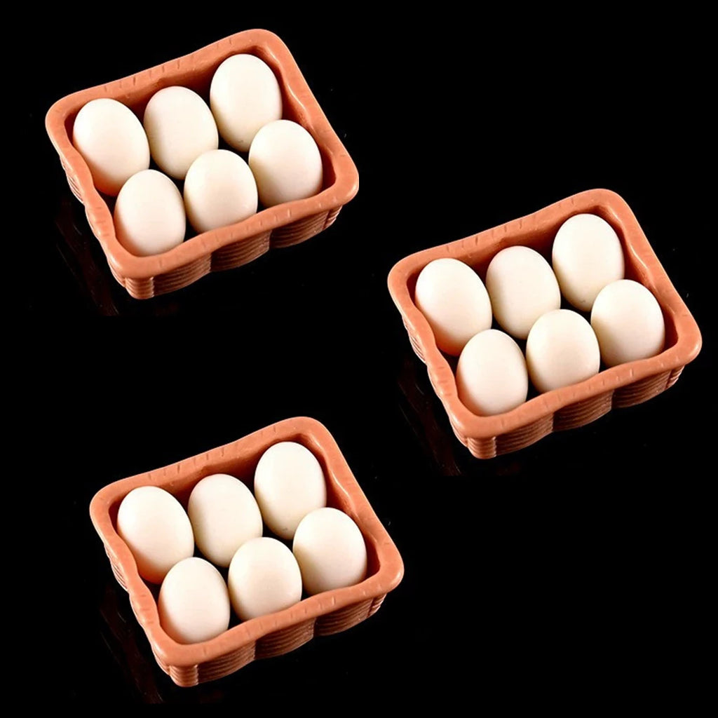 Miniature egg carton simulation decoration 1:12 dollhouse kitchen accessories shooting scene props, decorative ornaments Oasis Select 3 sets of white