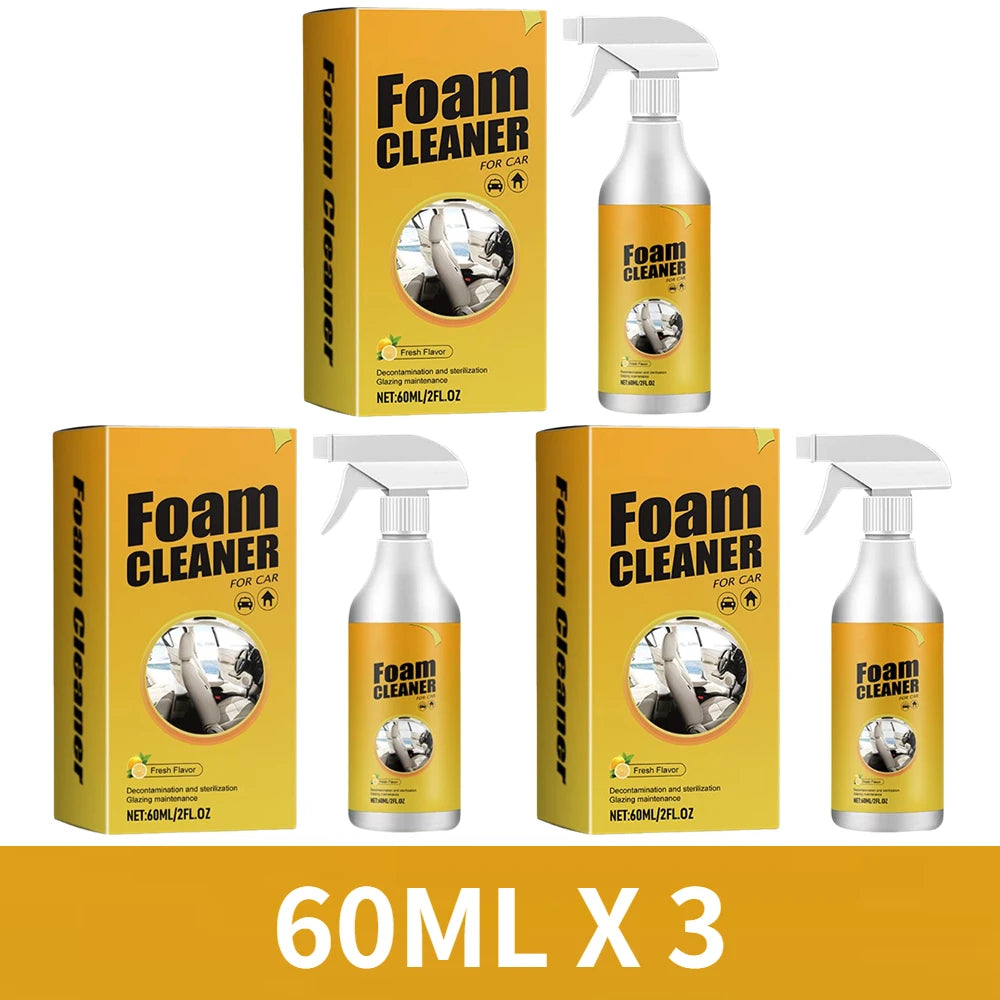30-100ML Multifunctional Foam Cleaner For Car Interior Instrument Panel Seat Steering Wheel Stain Removal Foam Cleaner Spray Oasis Select 60ML X 3