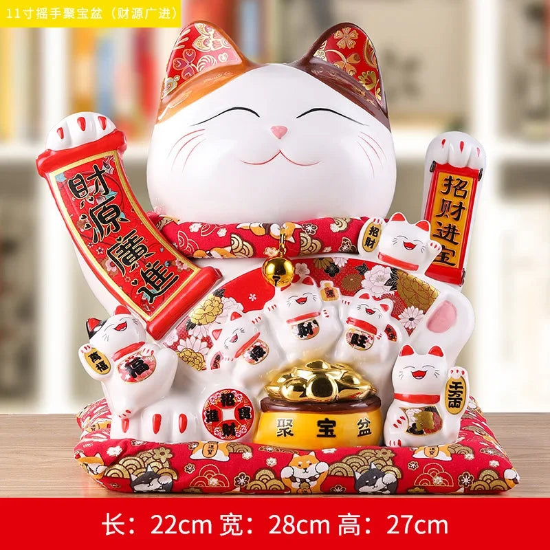 11-inch Lucky Cat Shaking Hand Ornaments Large Electric Cashier Home Store Opening Gift Ceramic Ornaments Oasis Select 13 26cm x 22cm