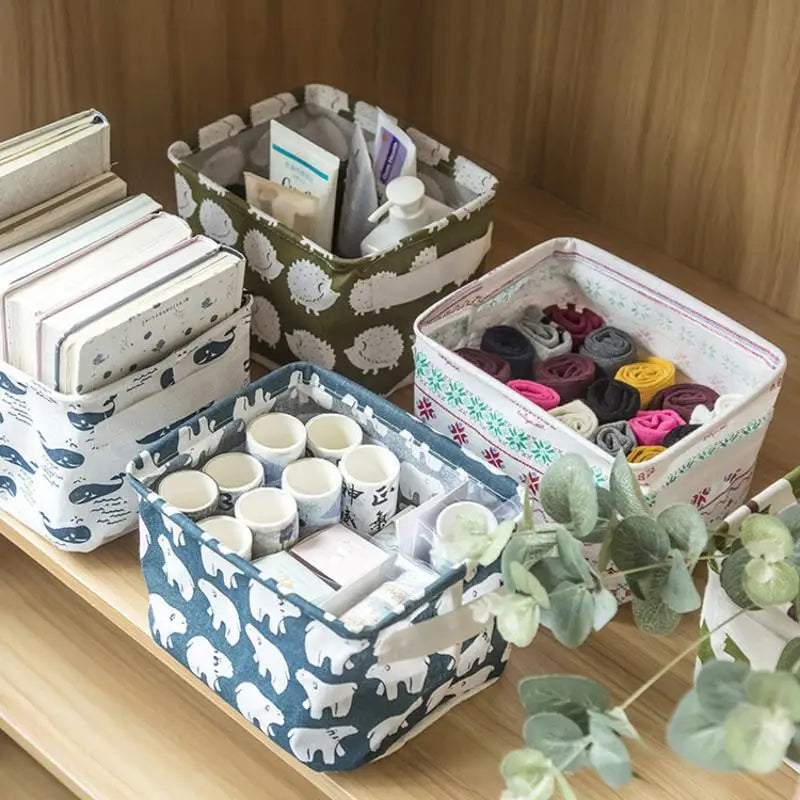 Cotton Linen Waterproof Desktop Storage Box & Organizer