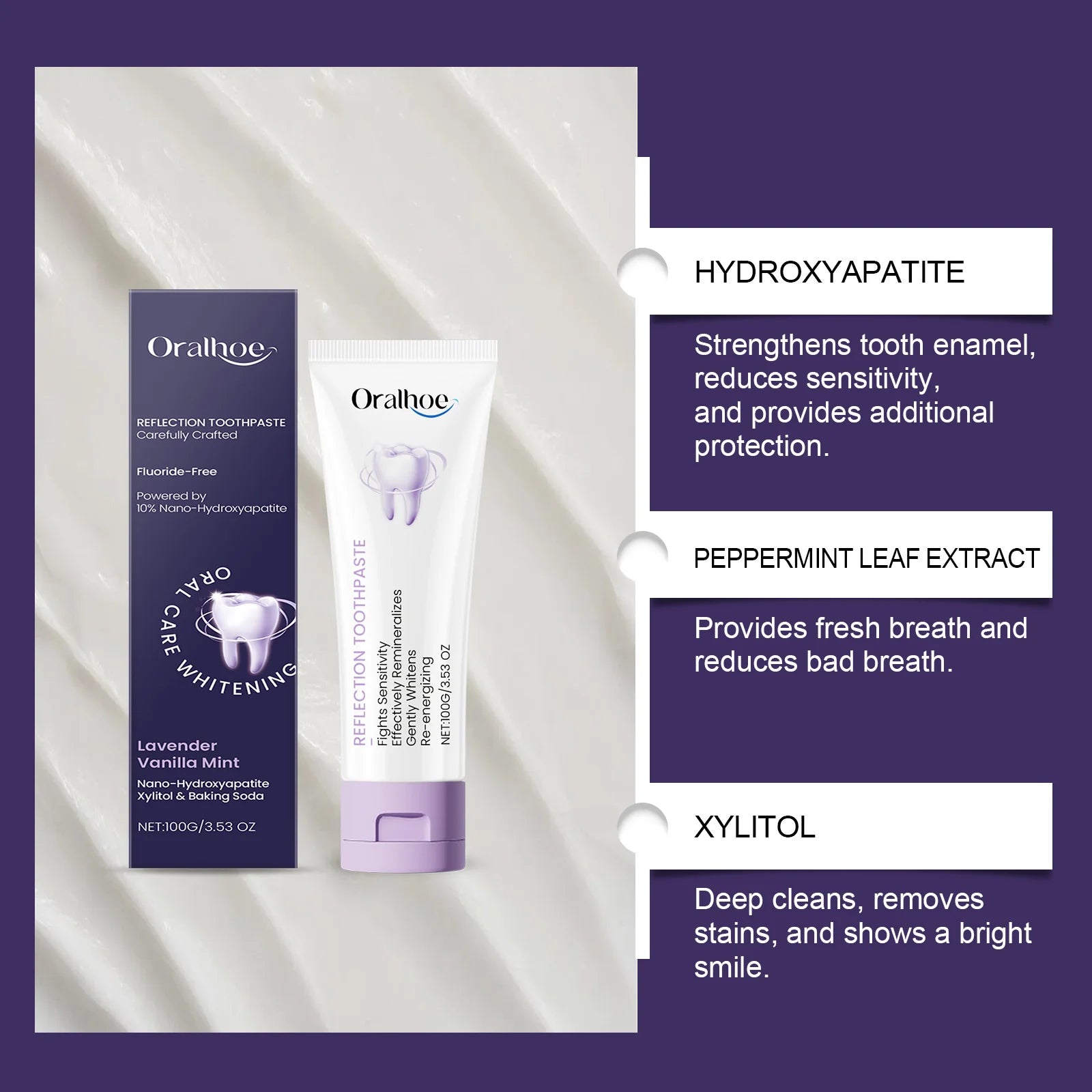 Xylitol Toothpaste Mint Freshness Deep Cleans Teeth Tartar Stains Oral Freshening Dental Hygiene Care Toothpaste Oasis Select