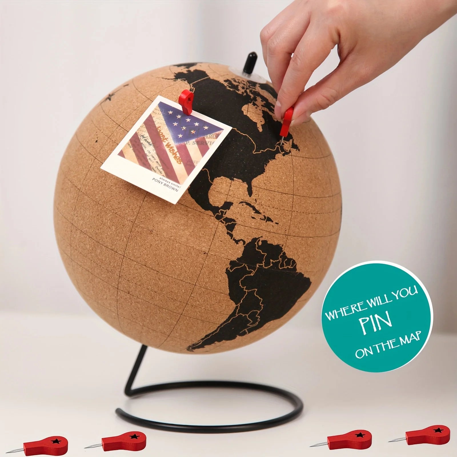 Cork Globe Holder DIY Creative Office Desktop Decor Globe Ornament Unique Message Board Softwood Earth Travel Commemoration Gift Oasis Select