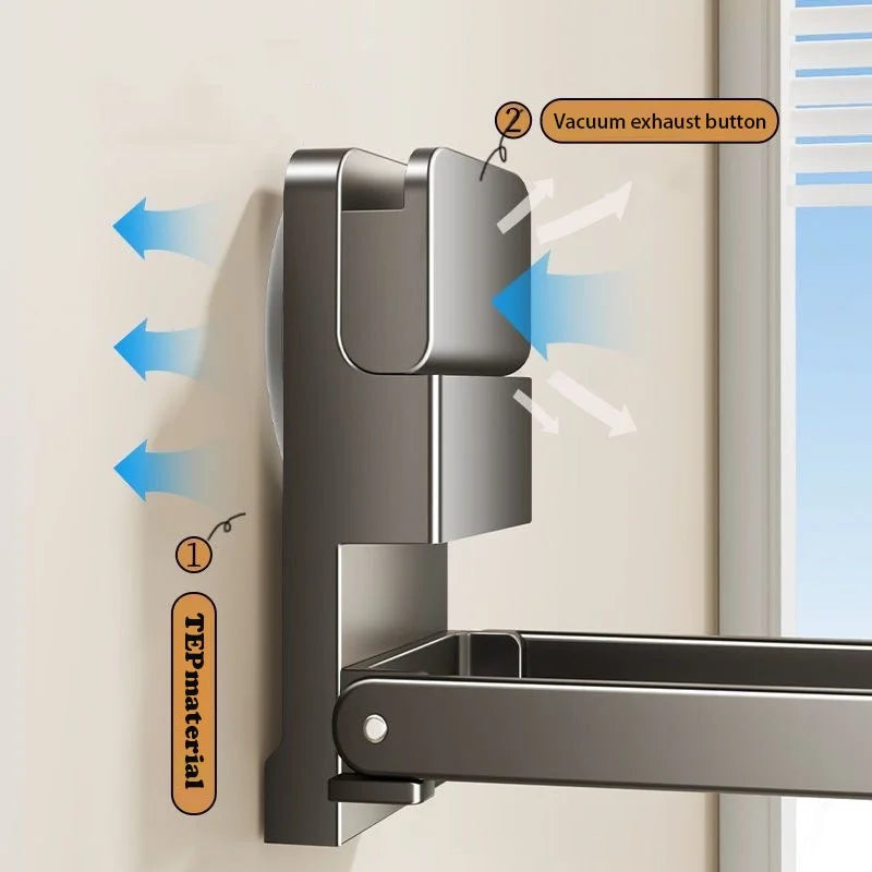 Foldable Towel Rack with a Suction Cup Bathroom Towel Holder No-Drill Towel Rack Towel Bar Self-Adhesive Bathroom Towel Rail Oasis Select