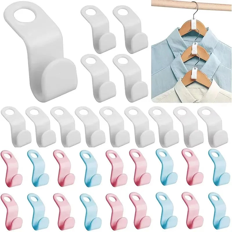 10-50pc Multi Functional Wardrobe Hanger Hook, Hat Hook, Plastic Wardrobe Stacking Hanger, Bedroom Storage Wardrobe Storage Rack Oasis Select