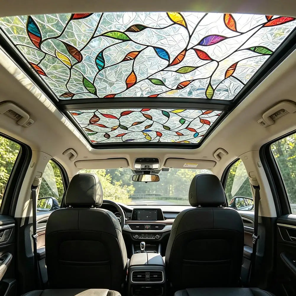 Car Sunroof Tinting Window Sticker Plant Floral Glass Decal Film Removable Home Decor Window Decoration Oasis Select A