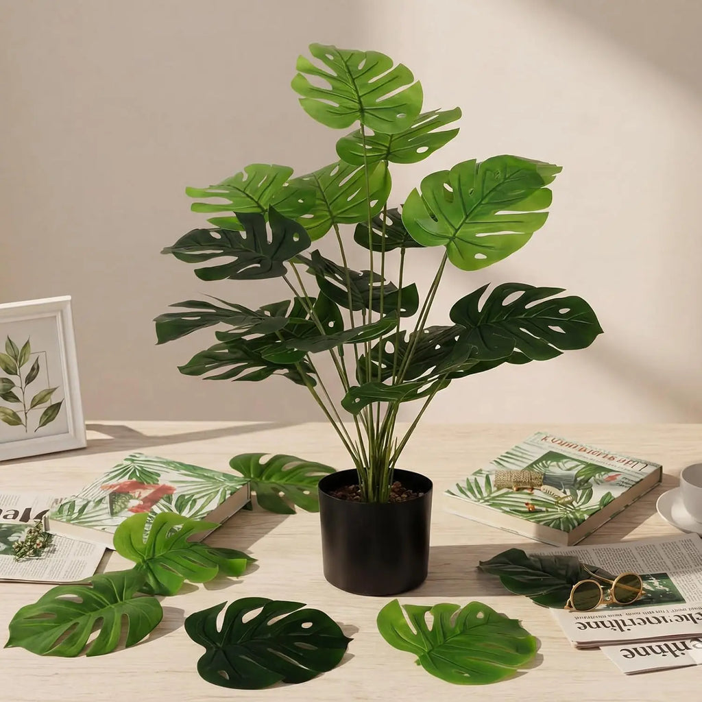 Large Artificial Monstera Leaves UV Resistant Tropical Faux Greenery for Home Garden Wedding Beach Party Decor Oasis Select
