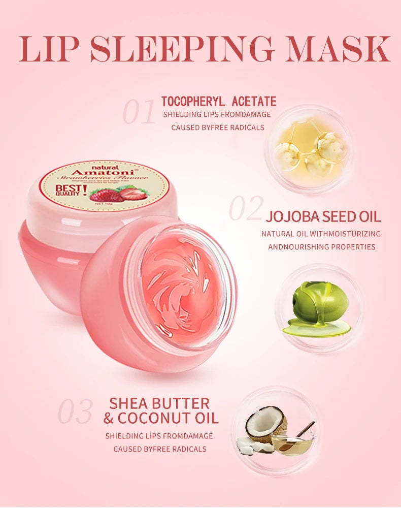 Sleeping lip mask gift box 10g×6PCS lip balm set moisturizes lips, smoothes, and is a universal in the morning and evening Oasis Select