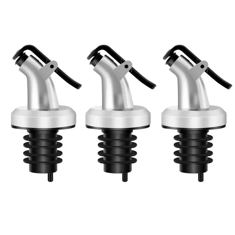1-4Pcs Olive Oil Spouts Oil Vinegar Bottle Stopper Spout Leakproof Nozzle Dispenser Creative Leakproof Silicone Bottle Stopper Oasis Select 3Pcs Silver
