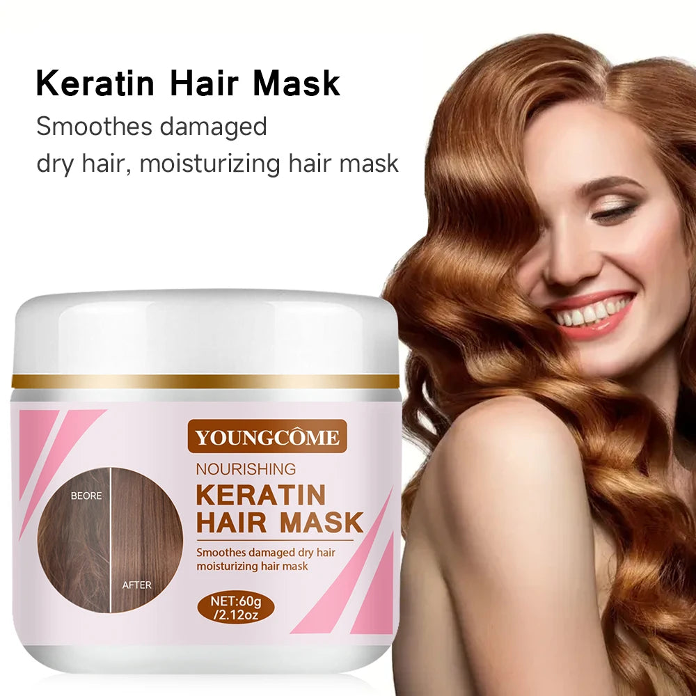 Keratin Collagen Hair Mask Magical Straighten Repair Dry Frizzy Damaged Treat Cream Pro Soft Smooth Shiny Deep Moisturizing Care Oasis Select 100g