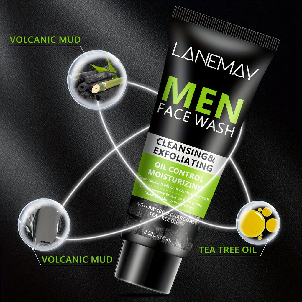 Lanemay Men's Volcanic Mud Face Wash – Oil Control & Cleanse Men's Face Wash Oasis Select