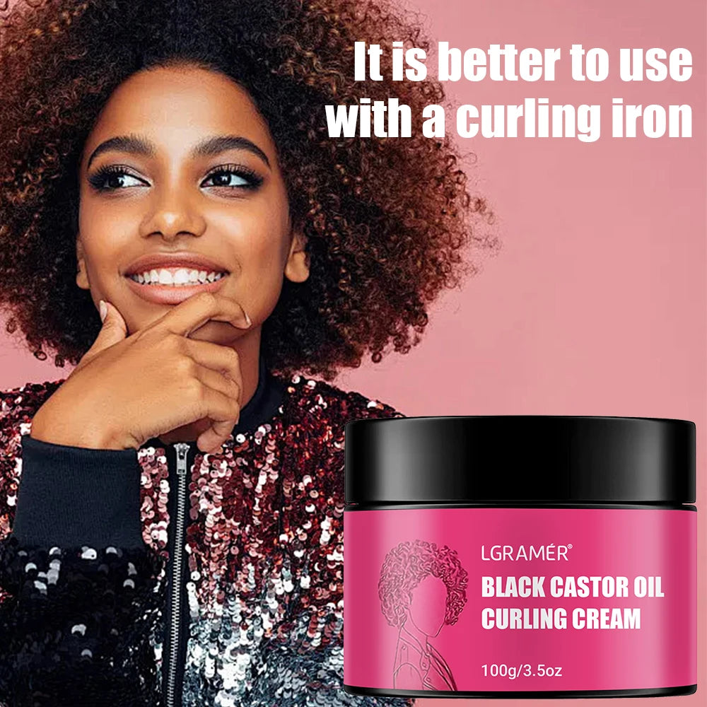 LGRAMÉR Black Castor Oil Curl Defining Cream Non-stick Hydrates & eliminates frizz, Hair-Smoothing Anti-Frizz Cream to Define Oasis Select