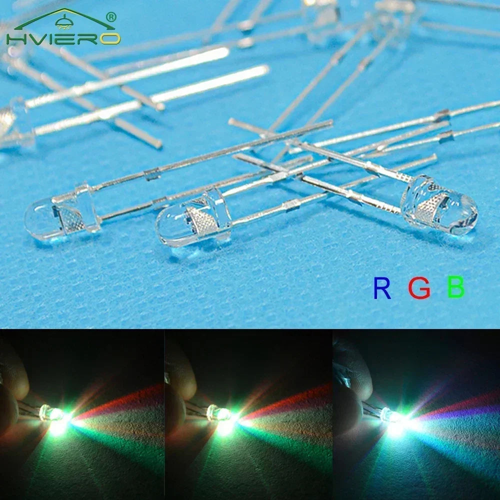 10PCS 3mm RGB Flash LED Diodes – Fast & Slow Rainbow Color