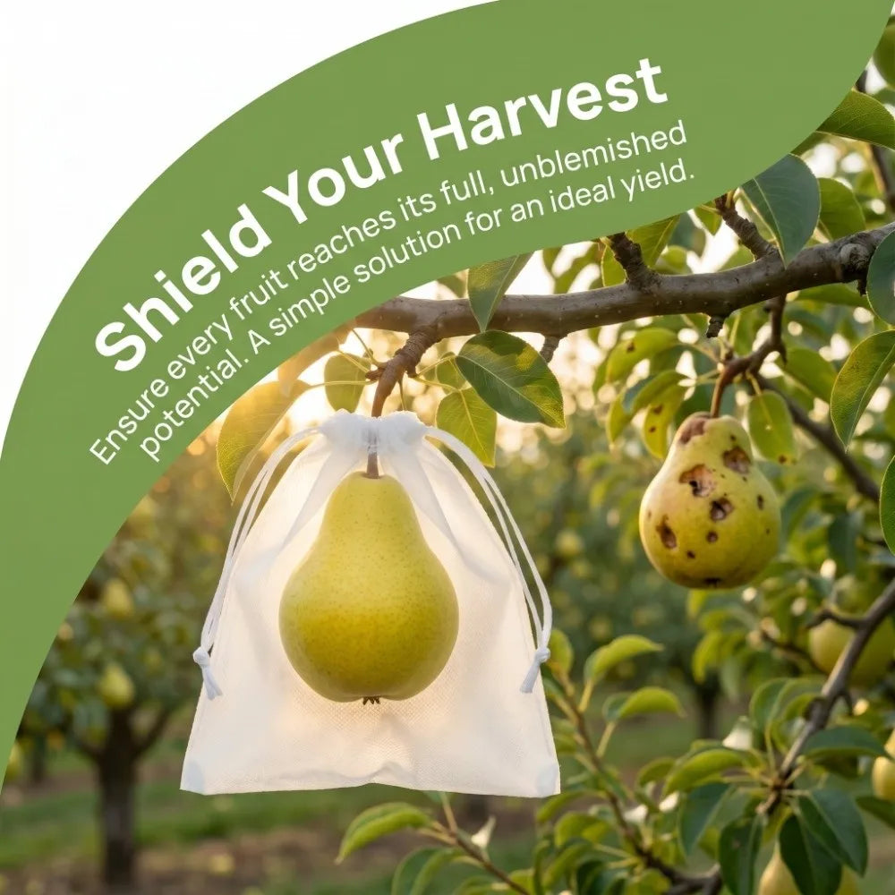 100Pcs Breathable Fruit Protection Bags Hidden Drawstring Non-woven Fabric Bird Netting Anti-Bird Multi-purpose Oasis Select