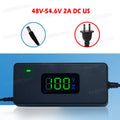 36V 42V / 48V 54.6V 2A Digital Display Lithium Battery Charger DC Plug AC100-240V Power Supply Adapters With Cooling Fan EU US Oasis Select 48V 54.6V 2A DC US