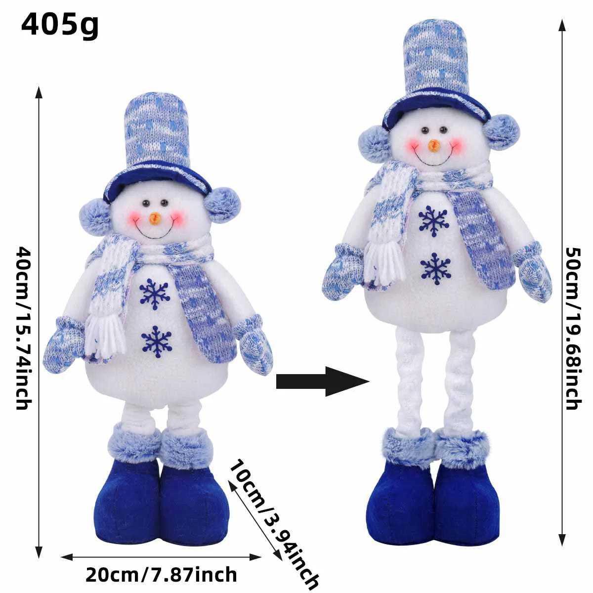 Blue Santa Reindeer Christmas Tree Snowman Ornaments Creative Stretchable Plush Toy Hanging Decorations Oasis Select Snowman