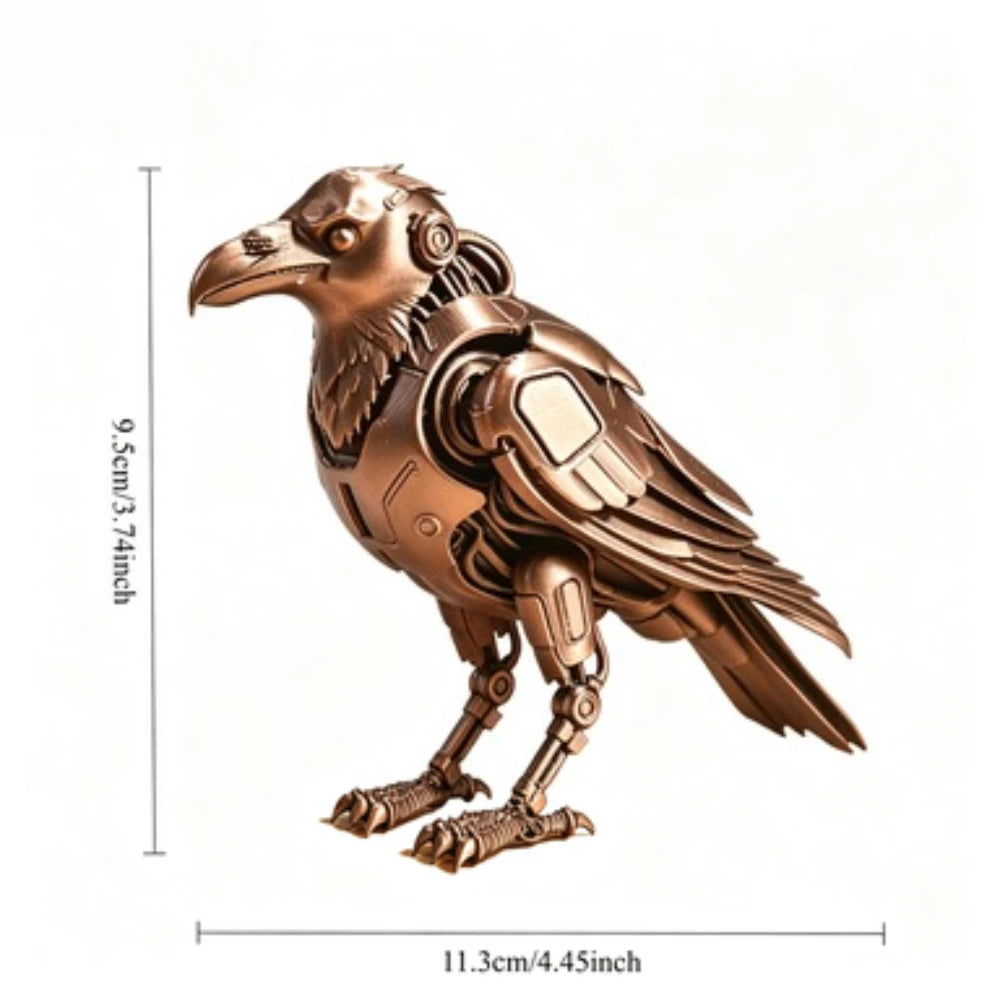 3D Printed Cyberpunk Mechanical Raven Statue Tech Robot Crow Bird Figurine Sci-Fi Desktop Collectible Punk Industrial Decor Gift Oasis Select Silk bronze color