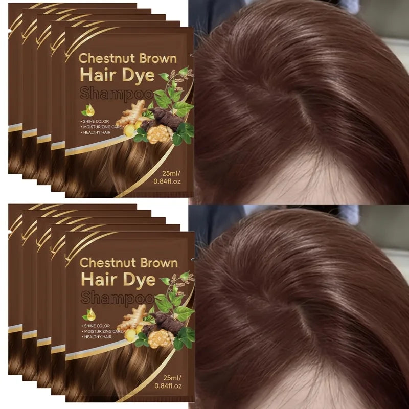 Bag of 3-in-1 Instant Hair Color Shampoo, DIY Hair Color Herbal Color Treatment, 25ml Hair Color Sachet Oasis Select
