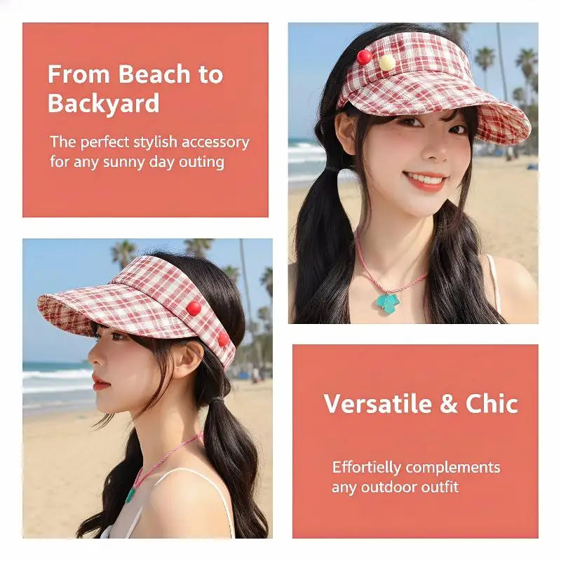 zomer pet dames Plaid Empty Top Sun Visor Hat Women uv차단 шляпа женская от солнца Gorros para el sol de mujer Adjustable Cap Oasis Select