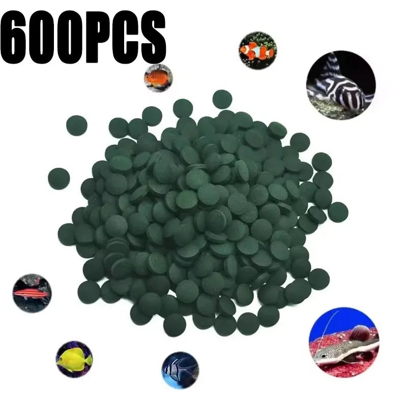 100-1000Pc High Purity Spirulina Tablets Spiral Seaweed Enrichment Favorite Pets Food Fish Crystal Red Shrimp Fish Food Aquarium Oasis Select 600pcs