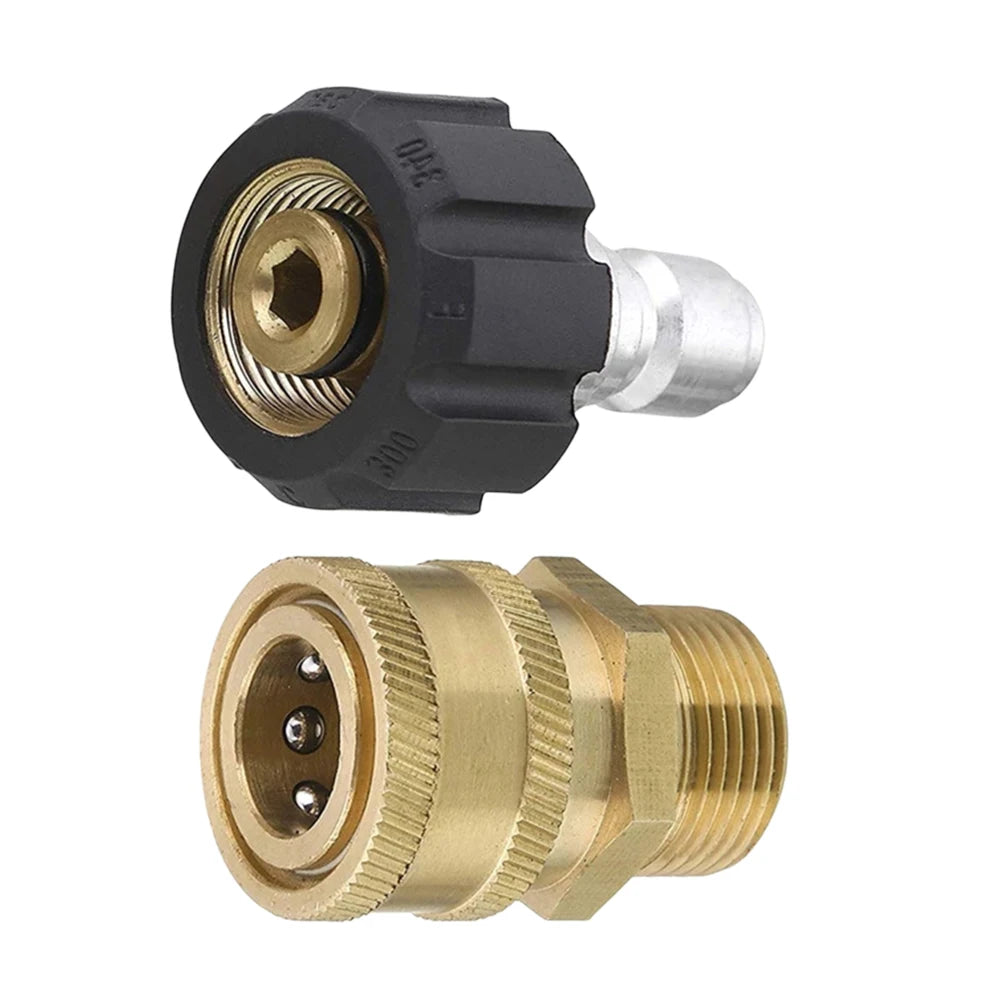 High Pressure Quick Connector Brass M22 Washer Adapter 1/4 Inch Garden Irrigation Connector for Pressure Wash Gun for Water Pipe Oasis Select Three Eighths Inch United States