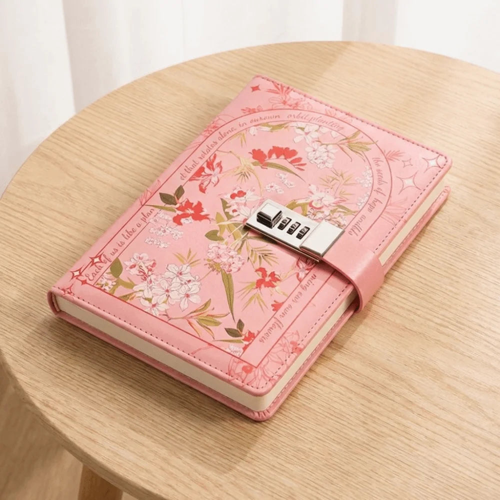 Secure Lock Design Password Lock Notebook Stylish Delicate Compact Size A5 Notebook Simple Elegant Appearance Oasis Select Pink