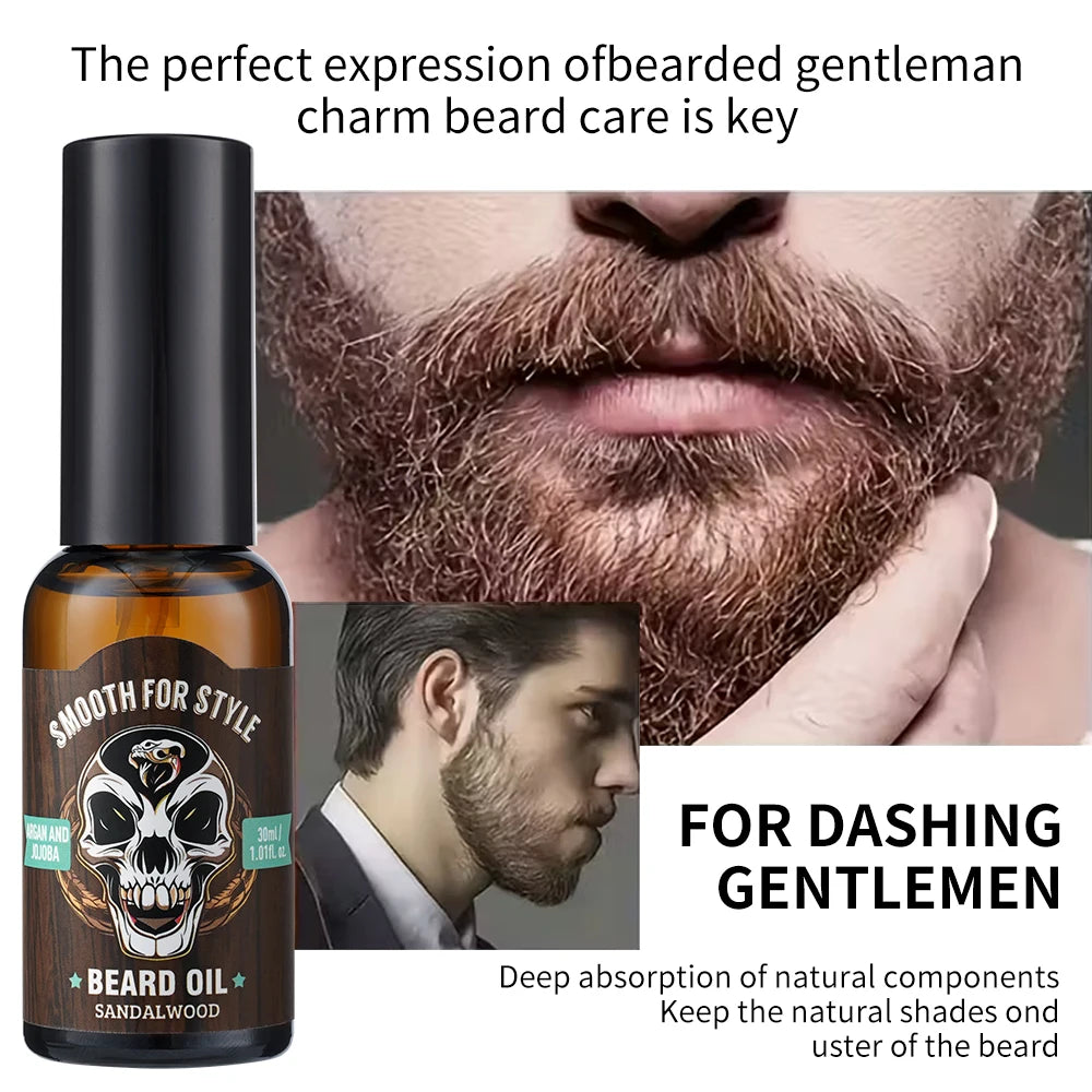 Sandalwood Beard Care Set: Oil & Balm with Argan Oil. Strengthens, hydrates, softens, adds luster. Sandalwood scent. Perfect gif Oasis Select