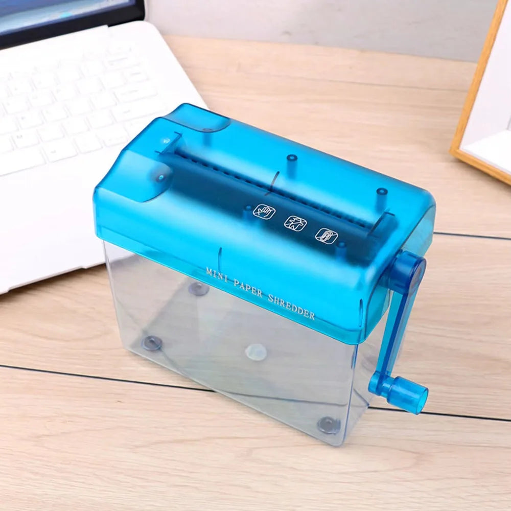 Portable Mini Manual Paper Shredder Transparent Hand Crank Paper Sharper Non-slip Base ABS Document Destroyer Bills Oasis Select