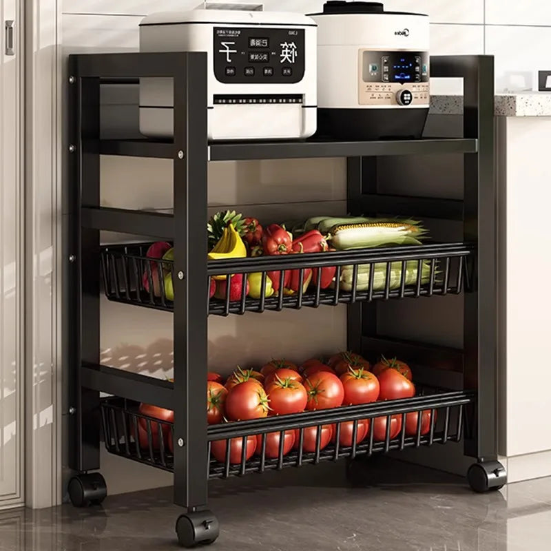 Kitchen vegetable basket rack floor-to-ceiling multi-layer stainless steel shelf new multi-functional kitchen utensils storage Oasis Select