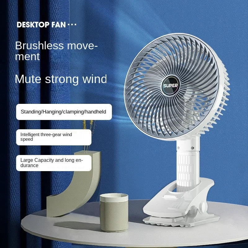Portable Clip Fan USB Rechargeable 3-gears Wireless Electric Handheld Fan Clip Circulator Cooling Fan For Camping Desktop Office Oasis Select