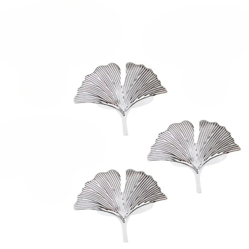 3pcs Ginkgo Leaves Napkin Ring Buckle Holders for Wedding Party Thanksgiving Celebrate Festival Dinner Table Decoration Oasis Select 3pcs silvery