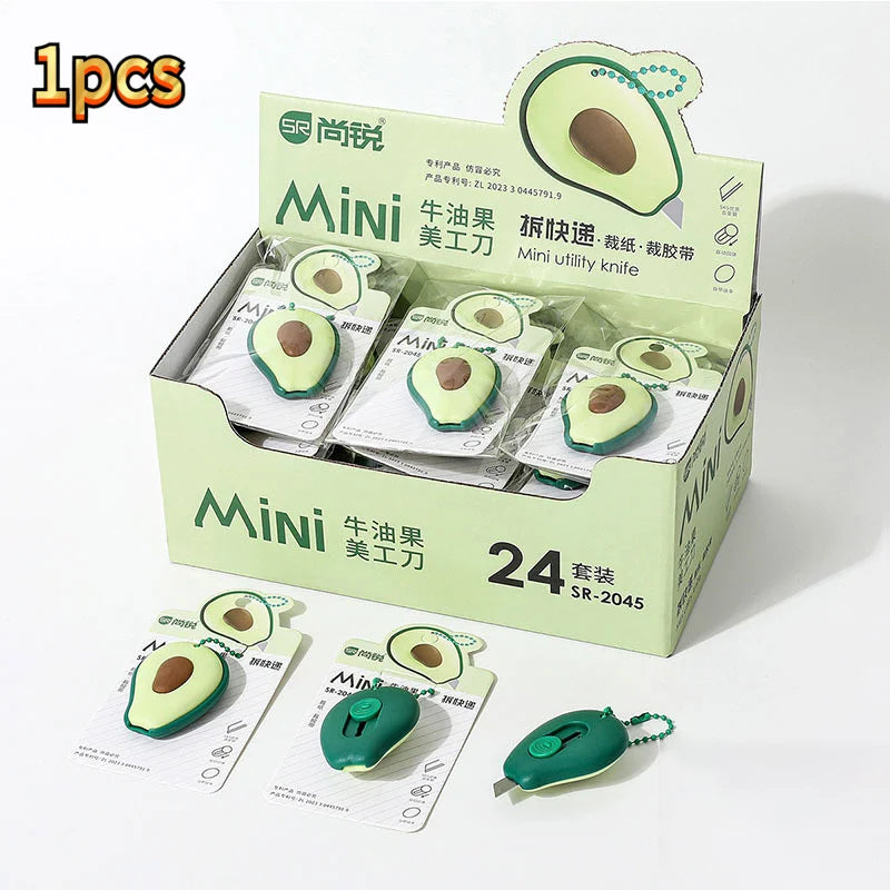 1/3Pcs Cute Portable Mini Avocado Strawberry Carrot Art Utility Knife Express Box Knife Paper Cutter Craft Wrapping Tools Oasis Select MR-03