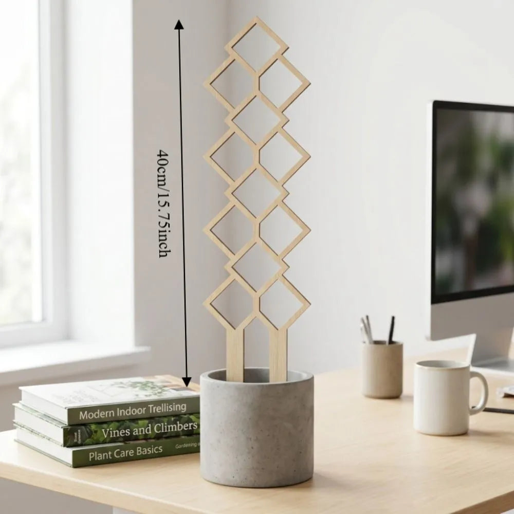 Wooden Garden Plant Trellis Hollow Out Climbing Stand Plant Support Rack Flowers Vine Geometric Plant Trellis Frame Oasis Select
