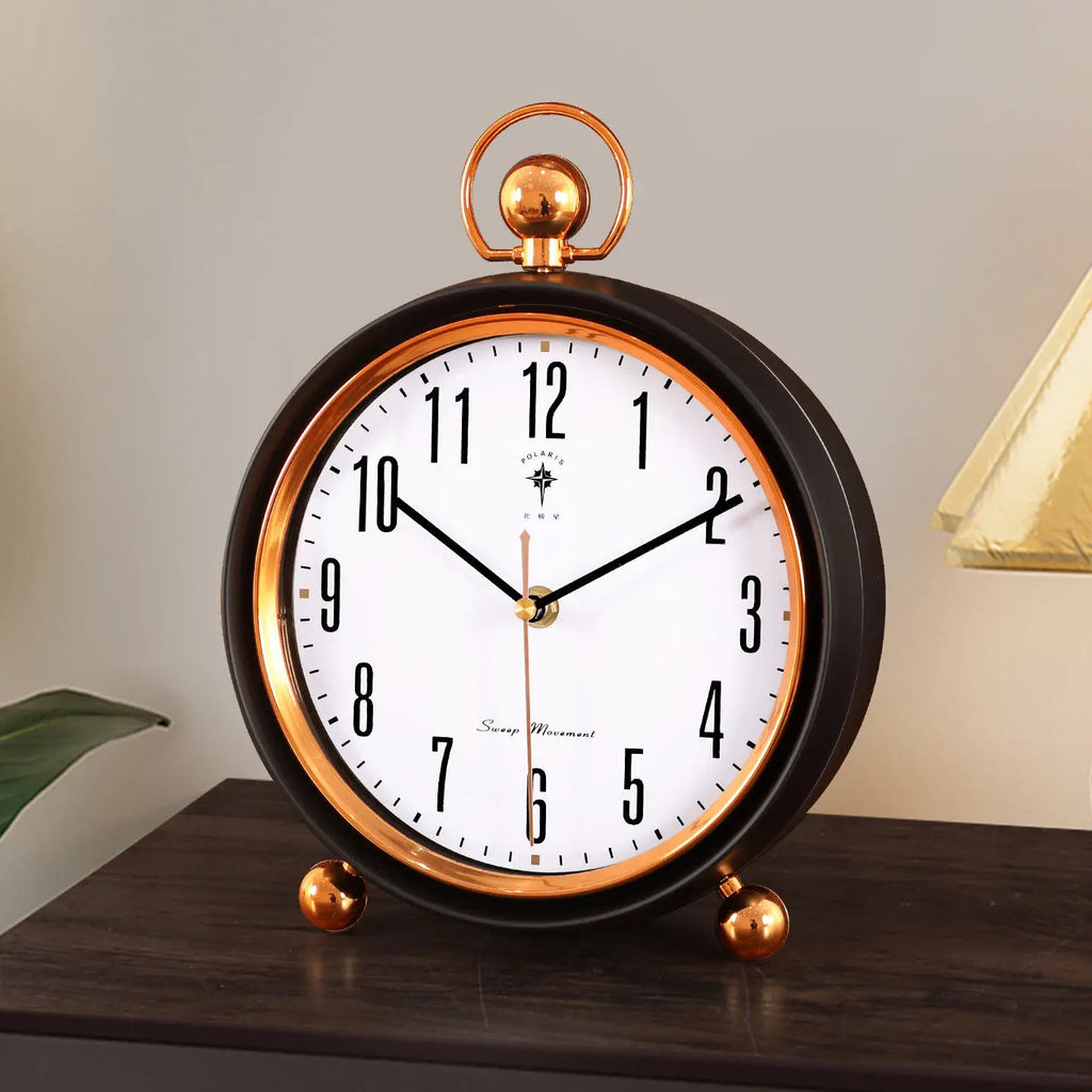 European Vintage Retro Table Clock Silent Non-Ticking Desk Clock Luxury Mantel Clock Home Living Room Desktop Ornament Oasis Select
