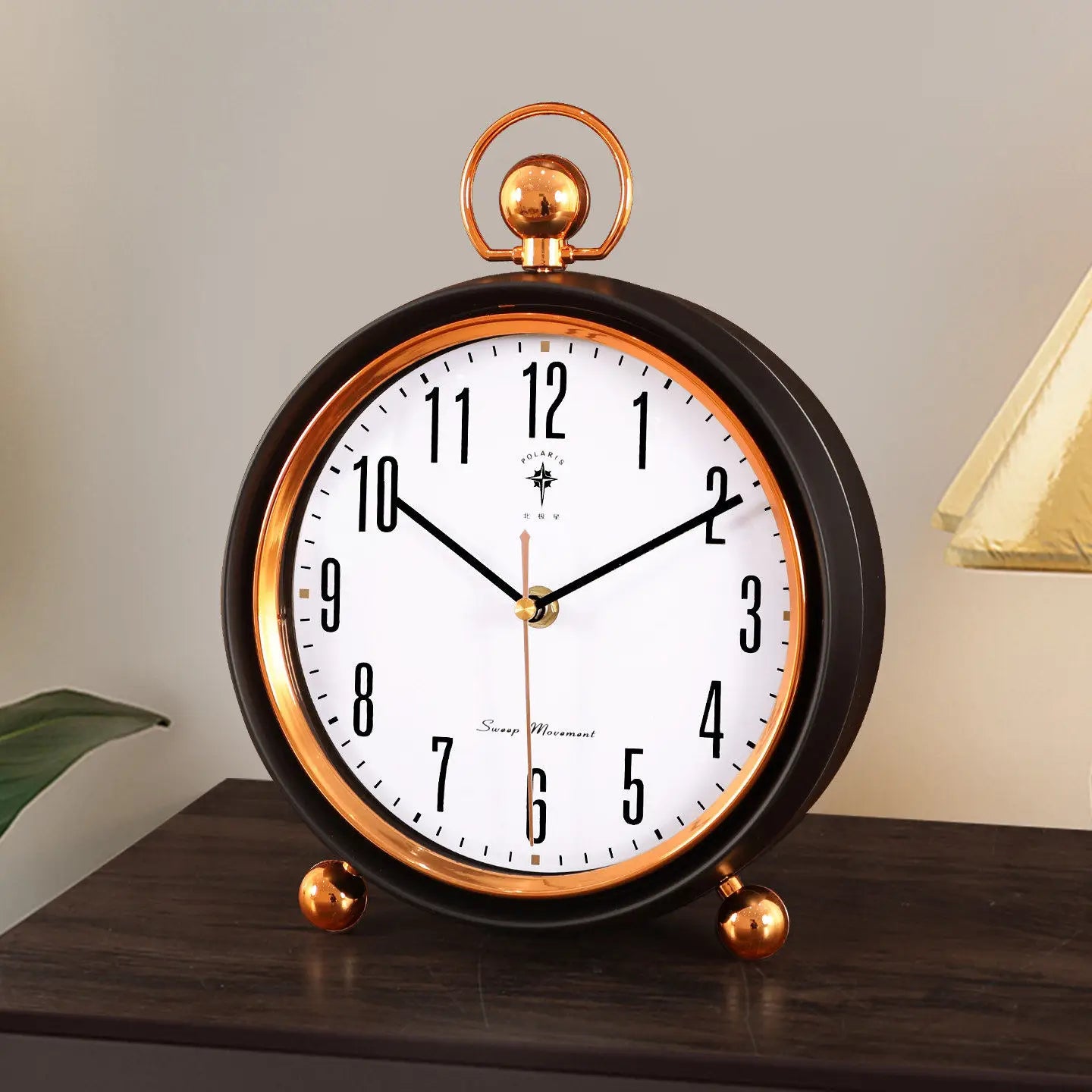 European Vintage Retro Table Clock Silent Non-Ticking Desk Clock Luxury Mantel Clock Home Living Room Desktop Ornament Oasis Select