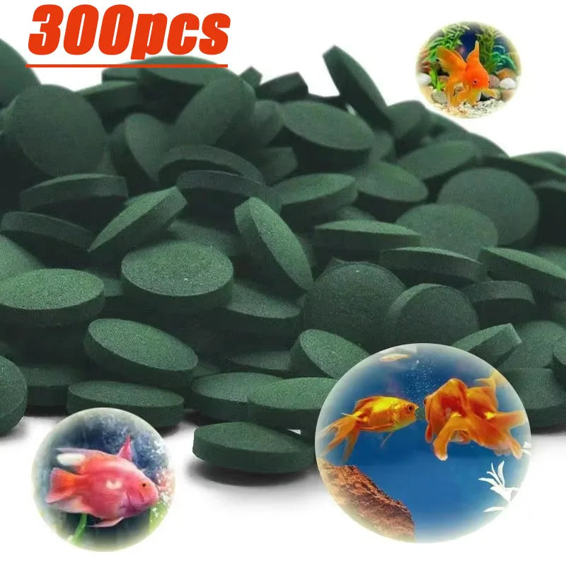 50/200/400/600PCS Spirulina Flakes Spirulina Catfish Tropical Veggie Algae Wafers Bulk Fish Food Feed Hot Oasis Select 300PCS