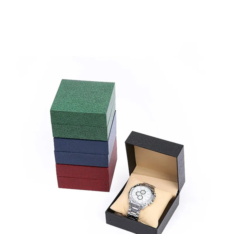 Flip Top Watch Box – Flannel Lined PU Leather Gift Storage