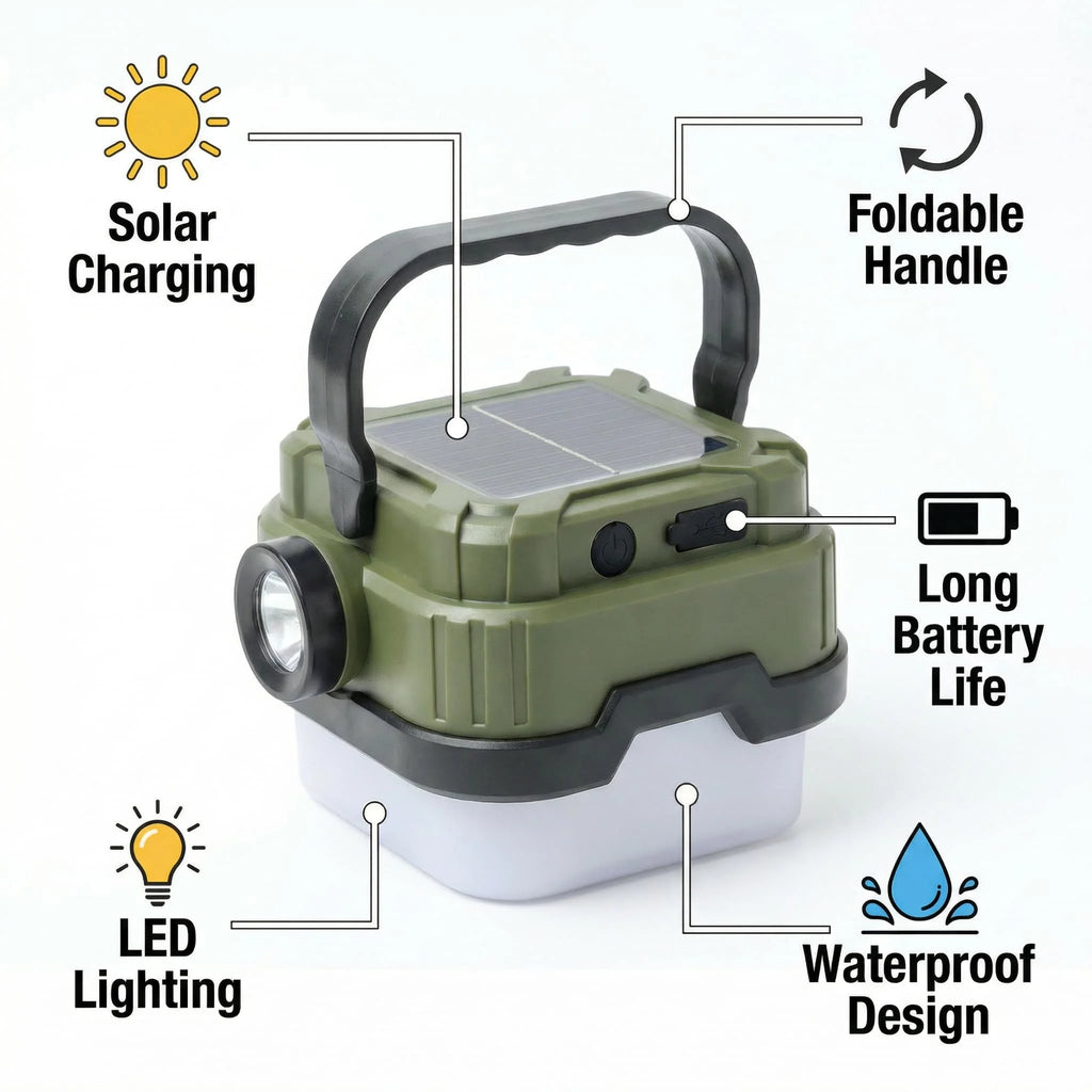 Portable Solar Camping Light Square Outdoor Emergency Lamp Multi-Function Rechargeable Lighting Oasis Select