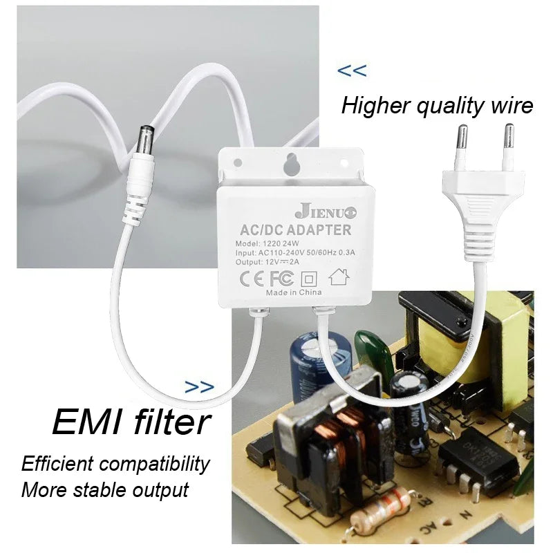 DC 12V 2A Power Adapter Supply EU Charger Converter Universal for CCTV Security Surveillance Camera AHD LED Light Router Robot Oasis Select