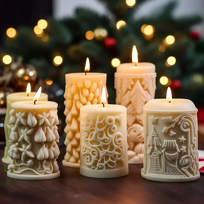 Christmas cylinder aromatherapy candle silicone mold DIY handmade Christmas gift diffuser stone mold Oasis Select