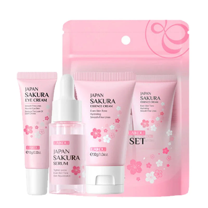 LAIKOU Vitamin C Sakura 3-Piece Skincare Set – Serum, Eye & Face Cream Skincare Gift Set Oasis Select Sakura