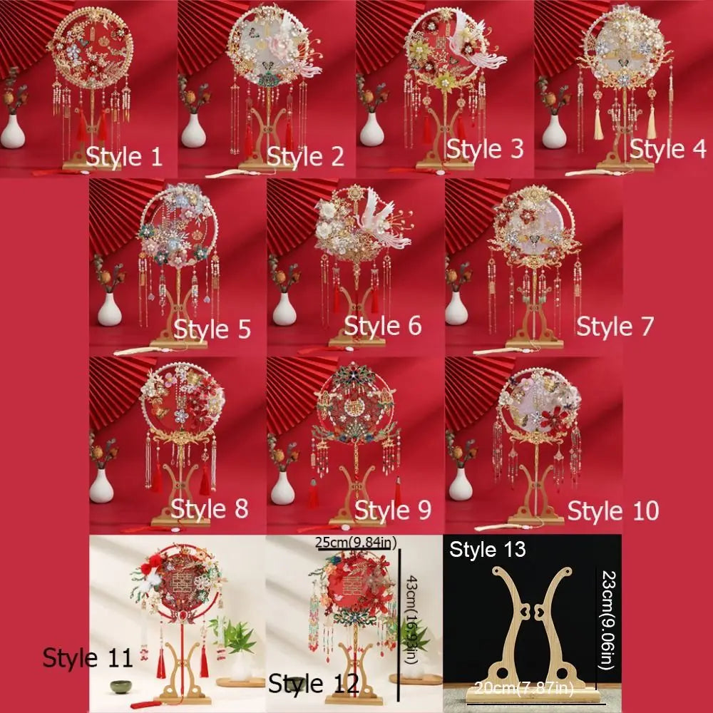 Handmade Chinese Bridal Fan – Silk Tassel & Flower Wedding Fan