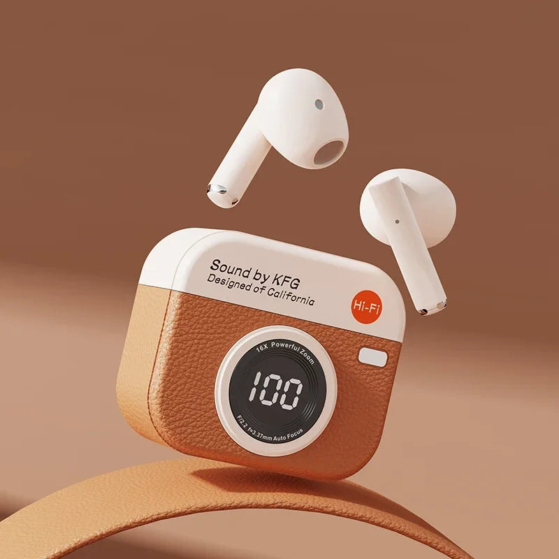 TWS Wireless Earphones Game Bluetooth Headphones with Microphone Noise Reduction High Fide Bass Earphones Headset with Mic Oasis Select brown