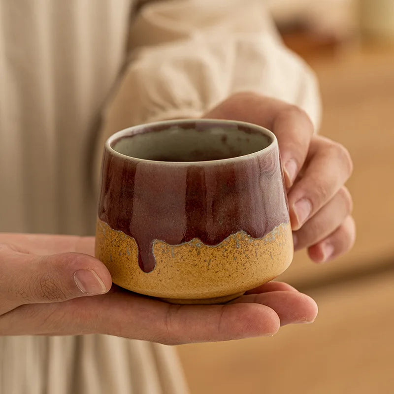 1pcs Coarse Ceramic Espresso Cup Creative Ceramic Water Cup Kiln Transformed Mug Light Luxury Retro High Aesthetic Value Oasis Select