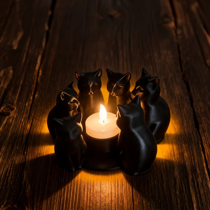 3D-printed Cat Ring Candle Holder Cute Desktop Decorative Craft Accessory Fashionable Living Room Bedroom Home Decor Oasis Select