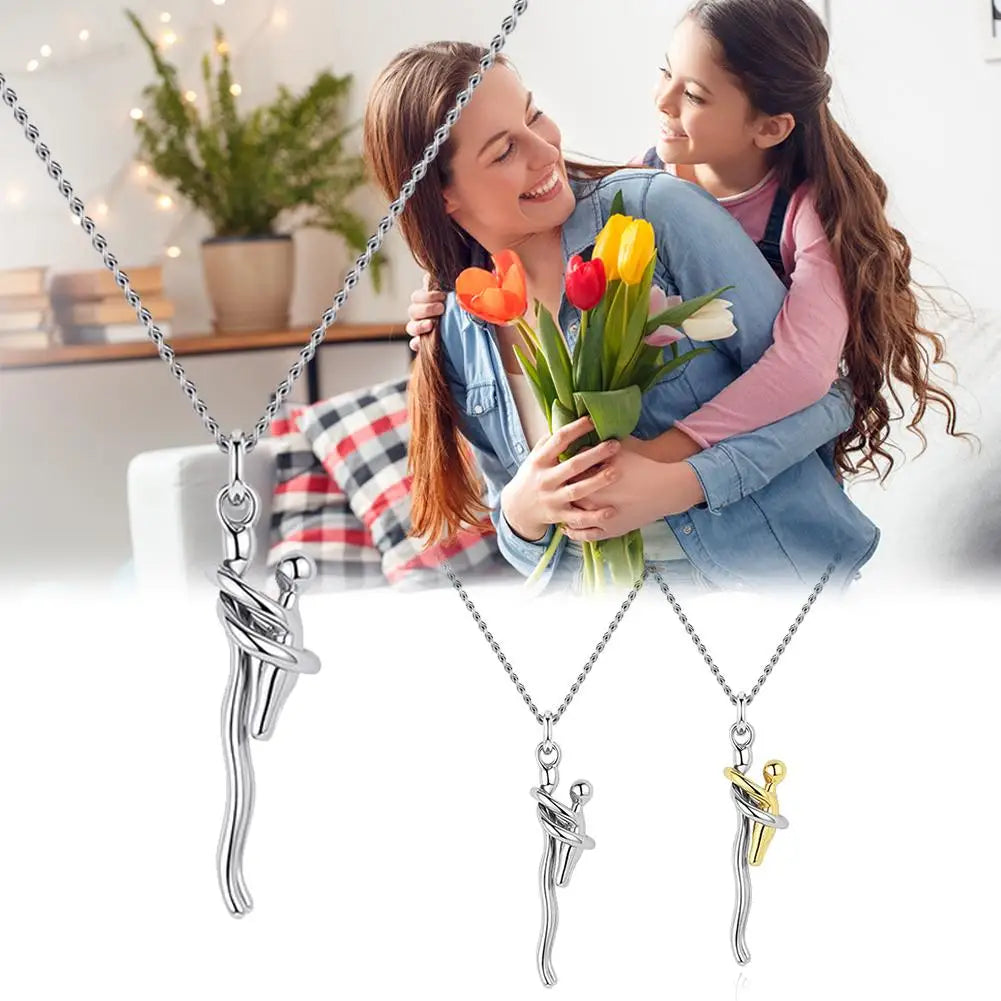 2026 NEW Hug Necklace Mother And Child Hug Pendant Love Embrace Jewelry Family Anniversary Valentine's Day Gift Oasis Select